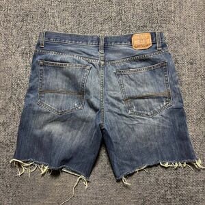 Aeropostale Denim Shorts Womens 32 Blue Distressed Y2K Cut Off Raw Hem